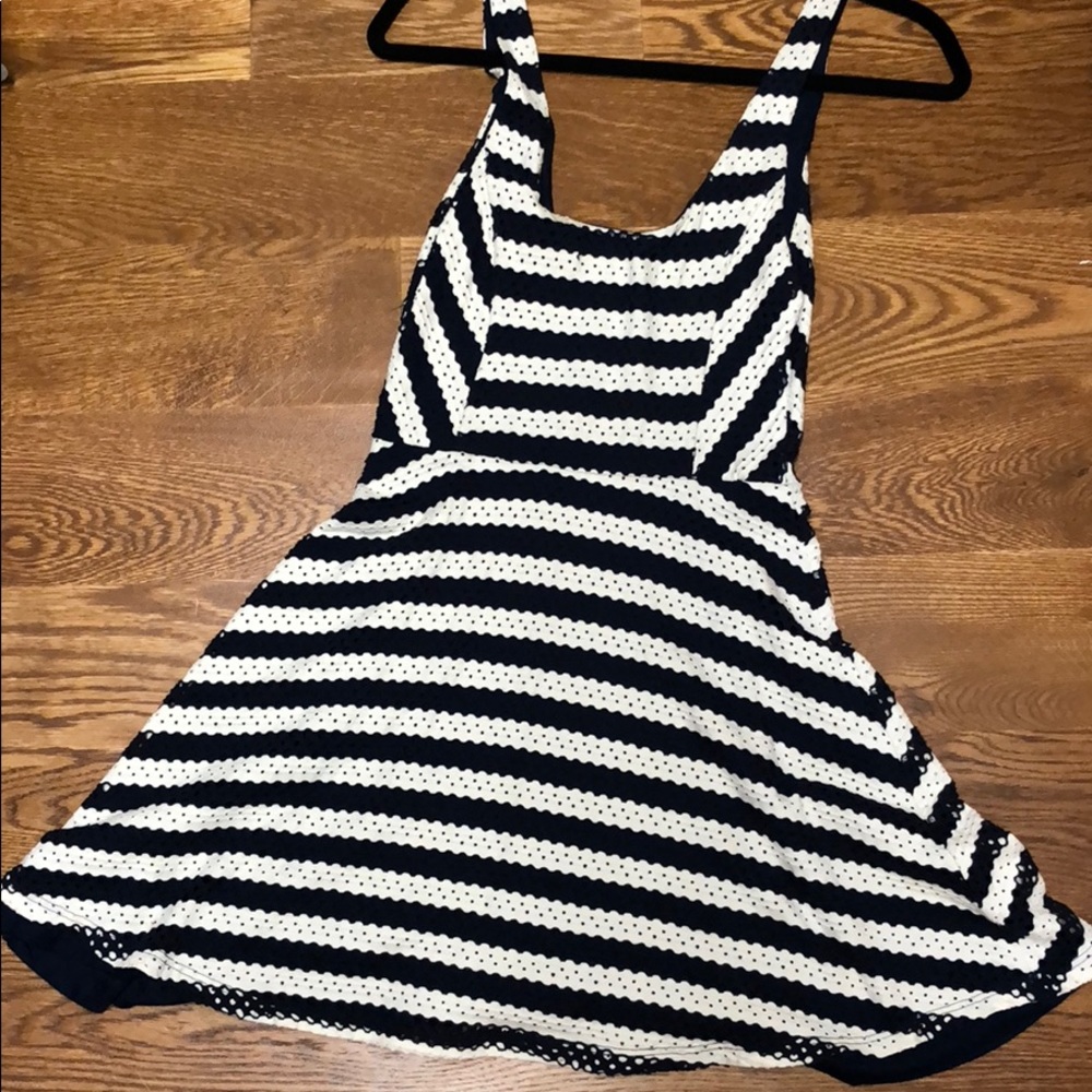 Blue and white striped tank dress